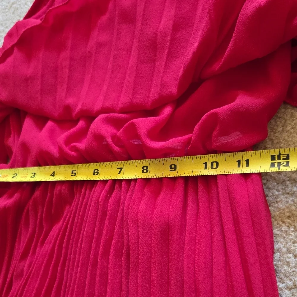 PETAL & PUP Red Gia Pleated Halterneck Maxi Dress Gown Sz S Evening Wedding - Picture 9 of 15